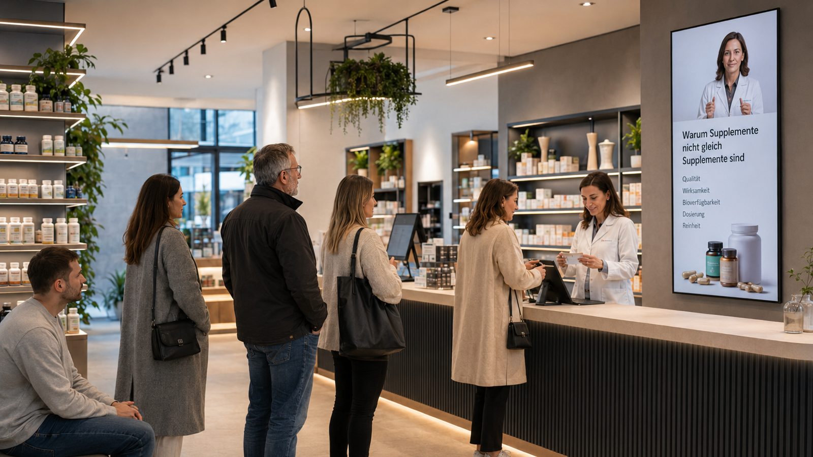Beratungsgespräch an der Tara einer Apotheke
